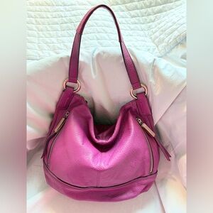 B Makowsky Magenta/Fuchsia Leather Shoulder Bag